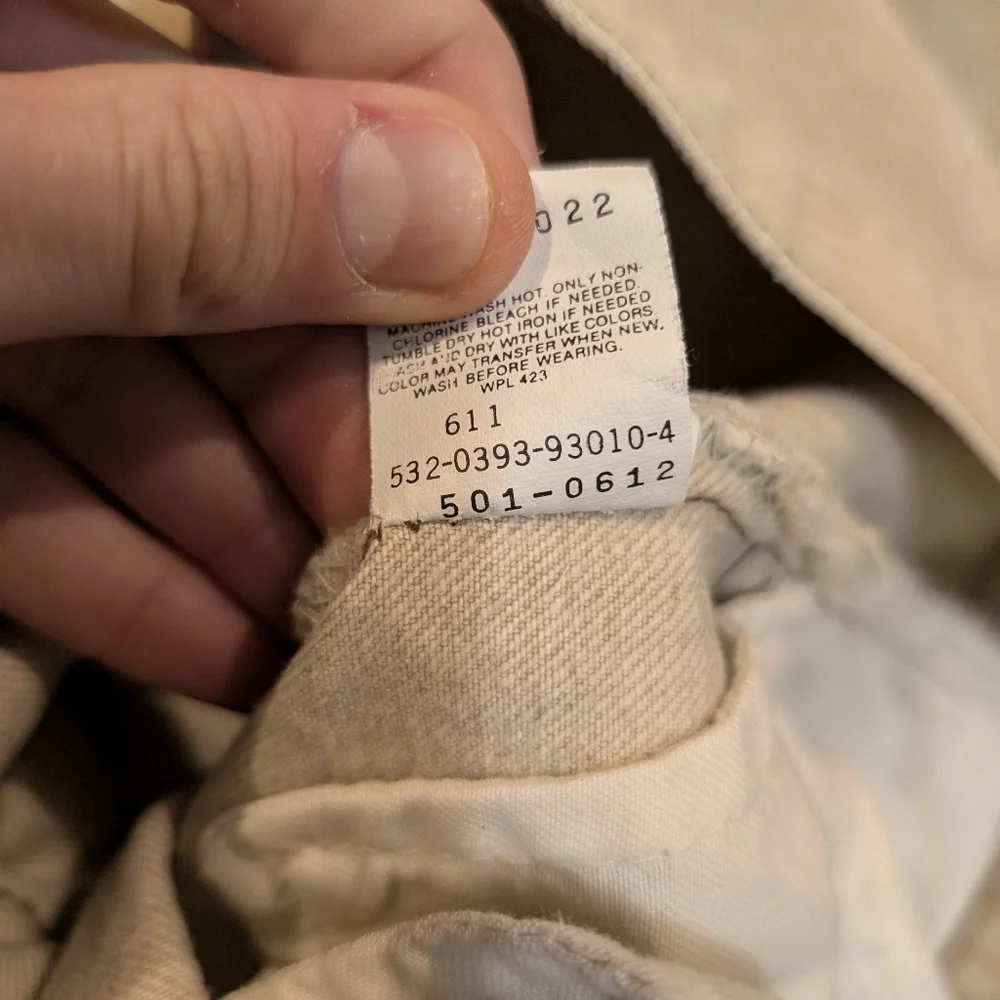 VTG 90s Levis Khaki 501 Jeans USA Made Mens 36x34 (34x33.5) Faded